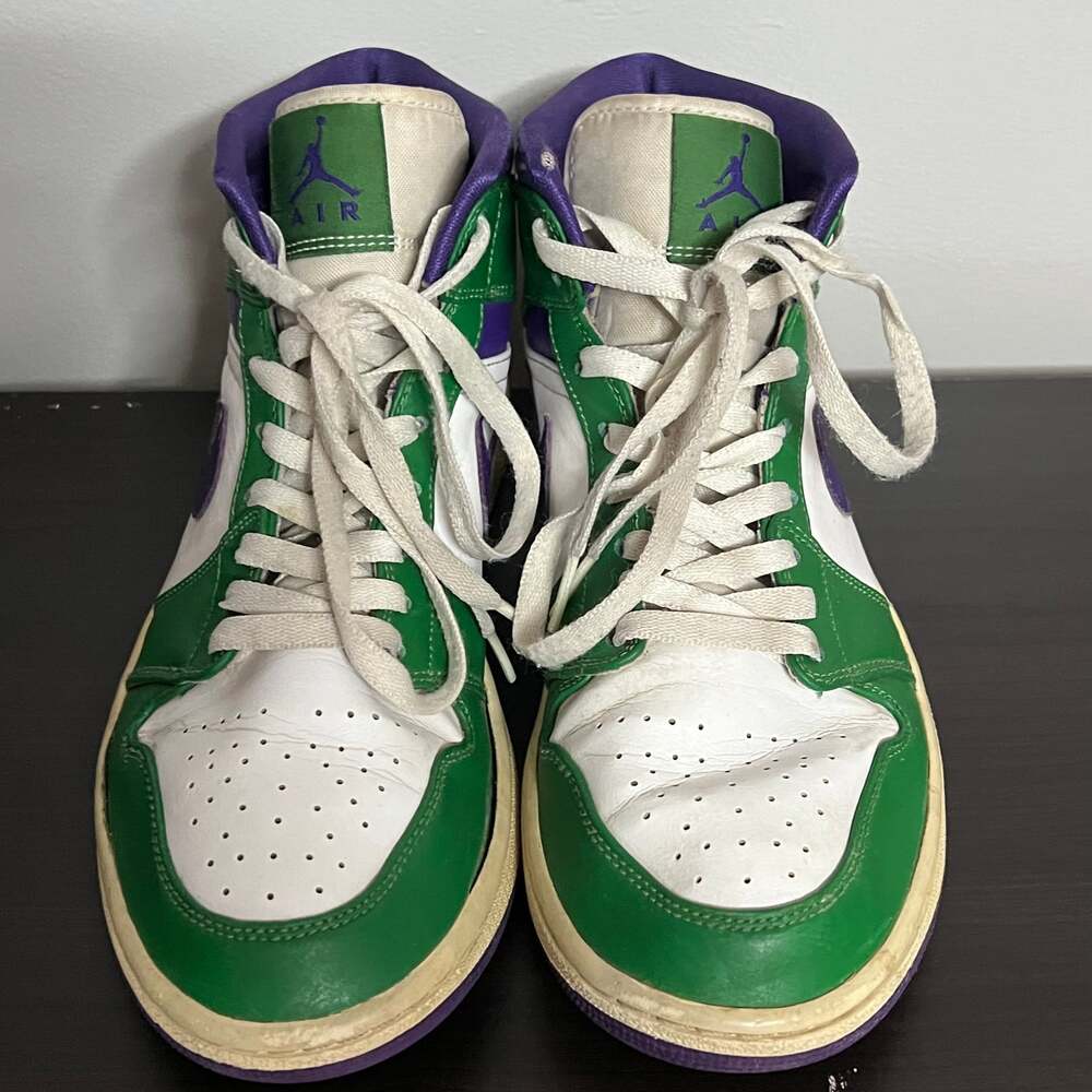 Air Jordan 1 Mid Incredible Hulk Green Court Purple Size 8.5